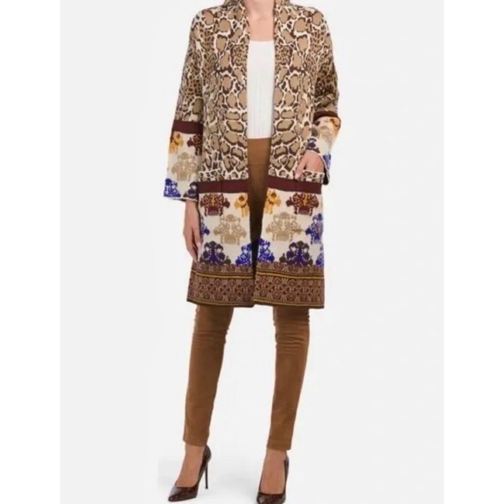 MAX SPORT Twin Print Duster Cardigan Sweater Leopard Print Maxsport‎ Large